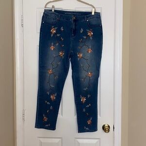 Chico’s So Slimming Floral Embellished Girlfriend Ankle Jeans